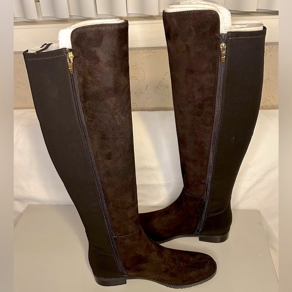 MARC FISHER MYNDEE DARK BROWN SUEDE OVER THE KNEE BOOTS w/FRINGE, 8M, NWT IN BOX - Picture 4 of 10